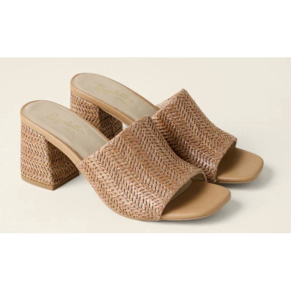 Seychelles Adapt Raffia Mules Sandal Natural Size 8.5 Beachy Coastal Neutral